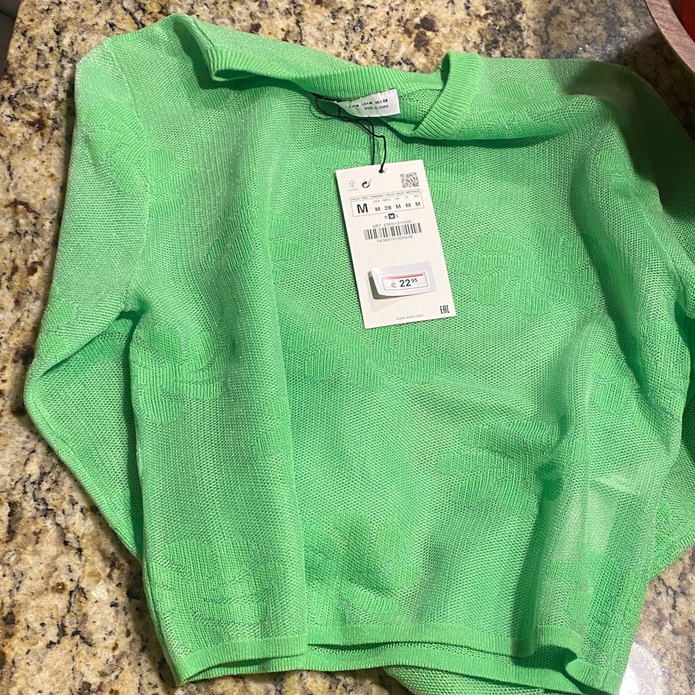 Zara Green Sheer Blouse